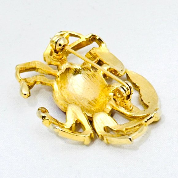 Crab Brooch Gold Tone w/Red Metallic Shell - Picture 6 of 6